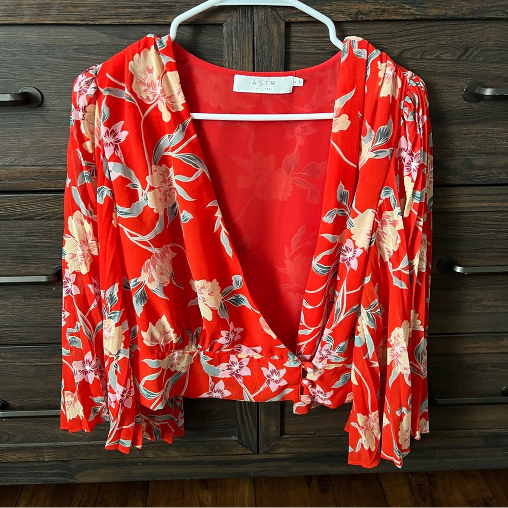 Astr The Label Button Wrap Blouse - image 1